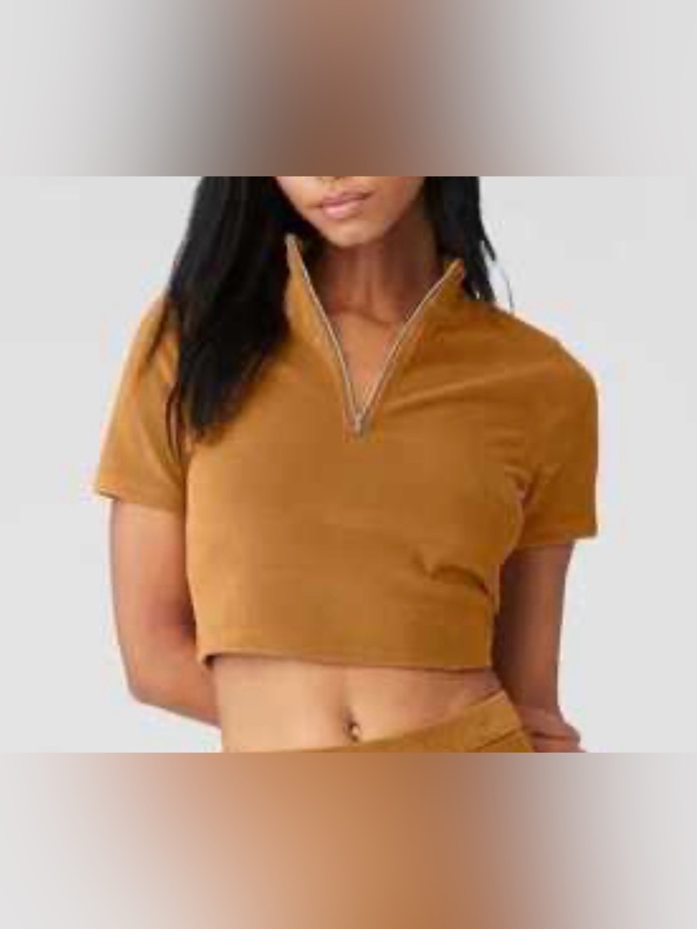 ALO Yoga Quarter Zip Micro Corduroy Winter Break Mock Neck Mustard Size Small